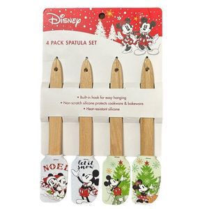 Disney Christmas Mickey Minnie Mouse 4 Pack Silicone Spatulas